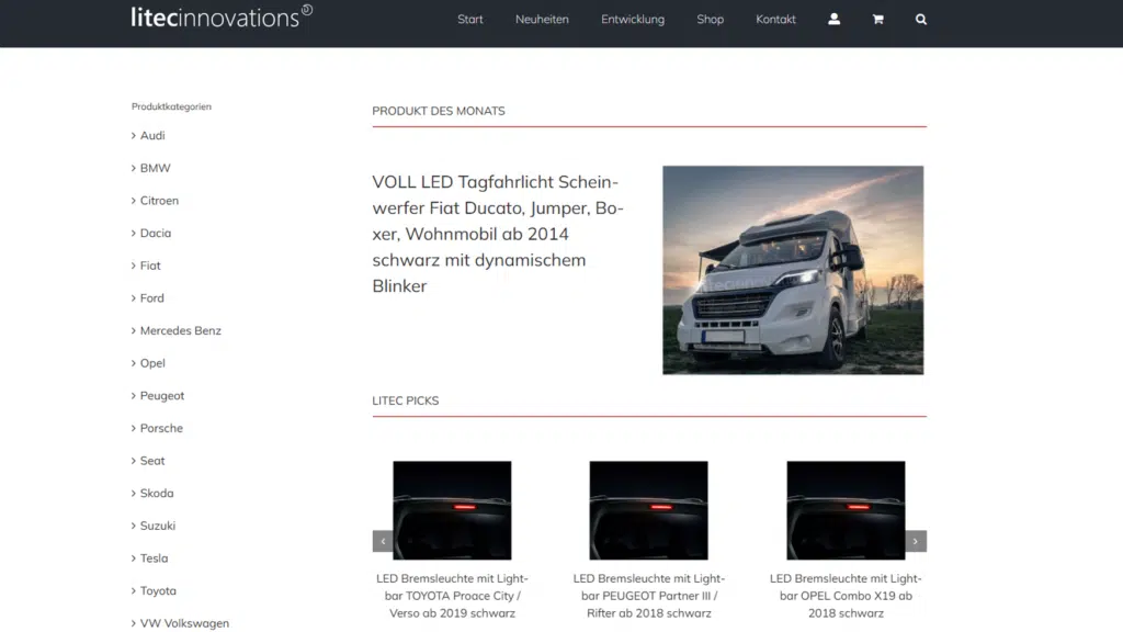 Referenzprojekt Litec: Screenshot der Website